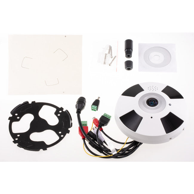 DMF20IPW - FISHEYE 12MP PANORAMIC CAMERA - 20M IR IP WHITE H.265 4XPTZ - DOSS
