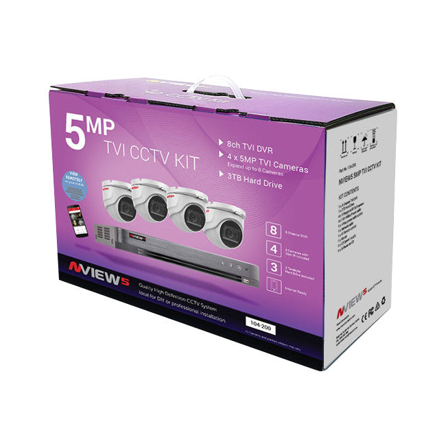 104-200 5MP 8CH DVR 4 CAMERA TVI KIT NVIEW NESS 104-200
