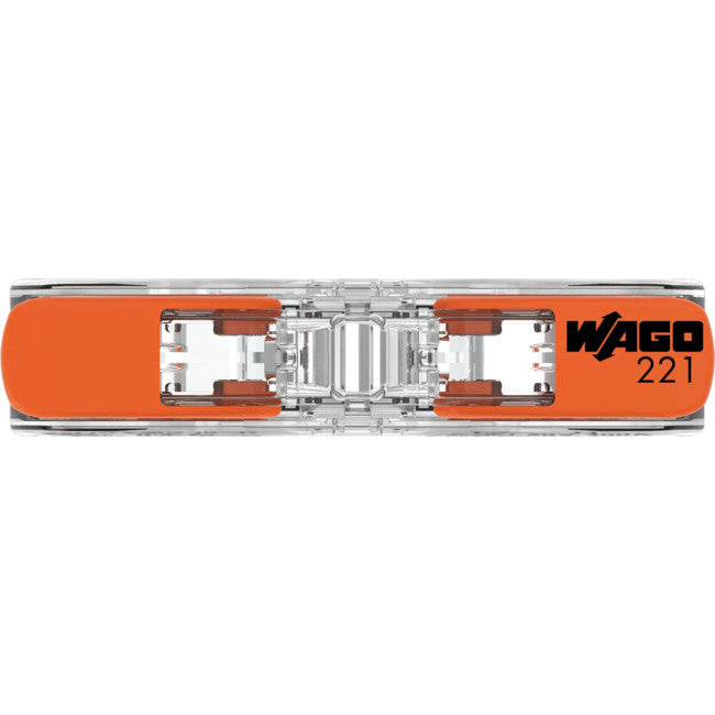 221-2411 24–16 AWG INLINE TERMINAL CLEAR WAGO ORANGE LEVER NUTS WAGO PRO
