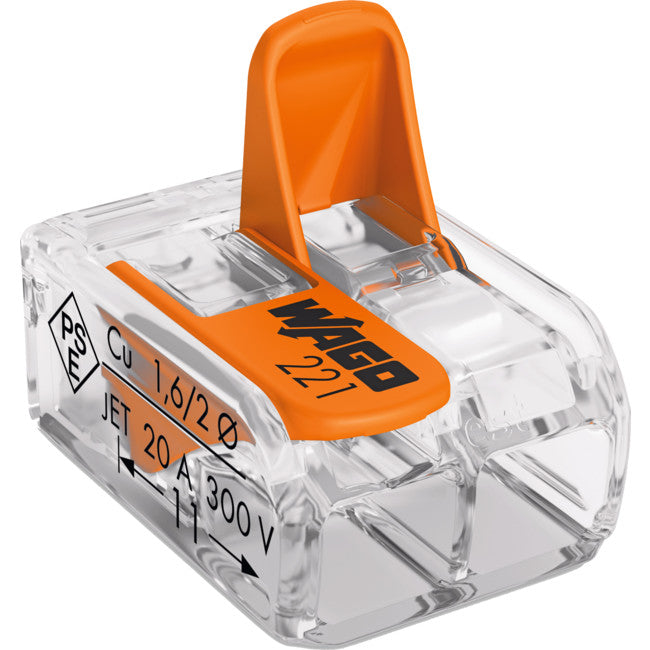 221-412 24-12 AWG 32A 2POLE TERMINAL CLEAR WAGO ORANGE LEVER NUTS WAGO 221-412