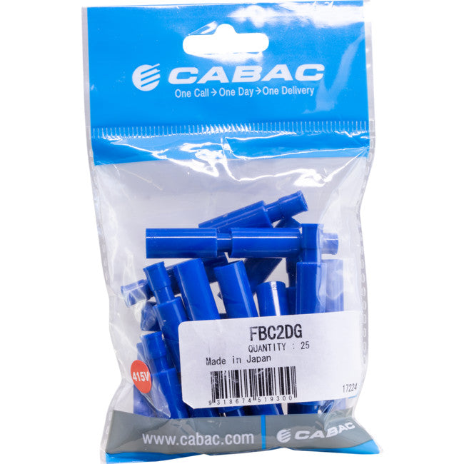 FBC2DG-25 FEMALE BULLET CONNECTORS BLUE 25PK WIRE RANGE 1-2.5MM SQUARE FBC2DG-25