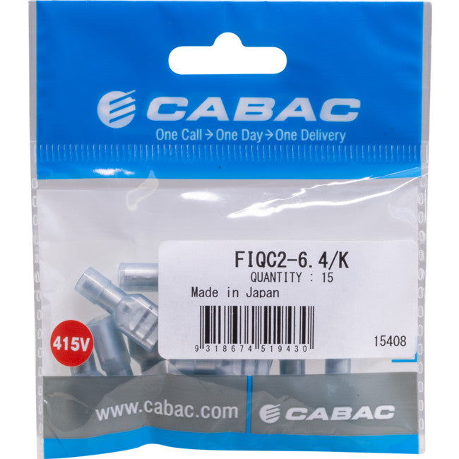 FIQC2-6.4K-15 INSULATED TERMINAL - BLUE 15PK WIRE RANGE 1 - 2.5MM SQUARED FIQC2-6.4/K-15