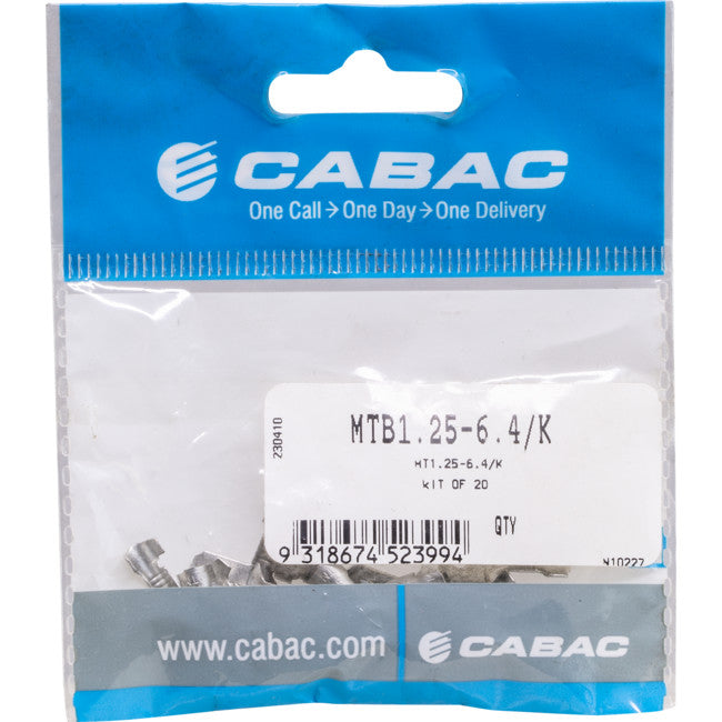 MTB1.25-6.4K-20 UNINSULATED TAB CONNECTORS 20PK WIRE RANGE 0.5-1MM SQUAR MTB1.25-6.4/K-20