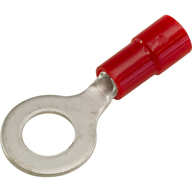 RT1.25-6-50 RING TERMINALS RED 6MM STUD 50PK WIRE RANGE .5-1MM SQUARE RT1.25-6-50