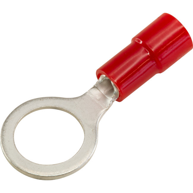 RT1.25-8-50 RING TERMINALS RED 8MM STUD 50PK WIRE RANGE .5-1MM SQUARE RT1.25-8-50