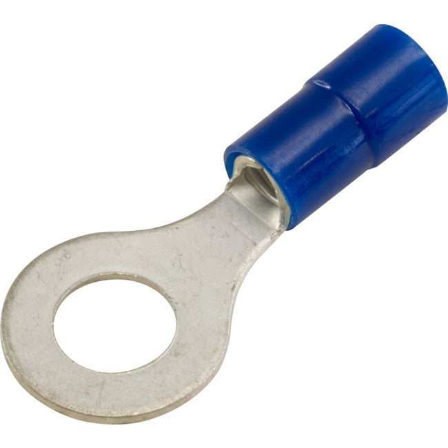 RT2-6-50 RING TERMINALS BLUE 6MM STUD 50PK WIRE RANGE 1-2.5MM SQUARE RT2-6-50