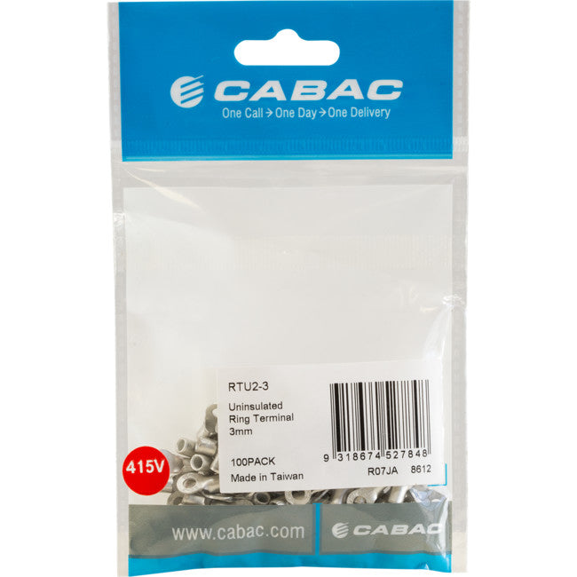 RTU2-3-100 UNINSULATED RING TERMINALS 3MM STUD 100PK RTU2-3-100