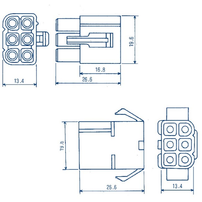 6007-6 - 6007 SERIES 6 WAY PLUG AND - SOCKET SET PLASTIC 6 PIN - QUIKCRIMP