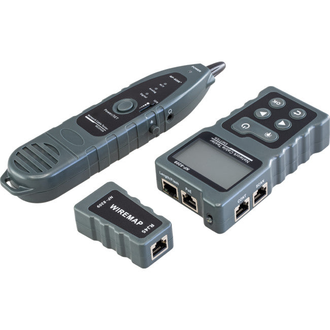 NF8209 MULTIFUNCTION CABLE TESTER POE LENGTH WIREMAP PORT FLASH DOSS NF-8209