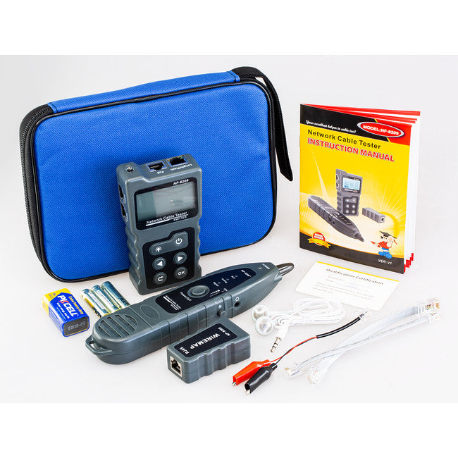 NF8209 MULTIFUNCTION CABLE TESTER POE LENGTH WIREMAP PORT FLASH DOSS NF-8209