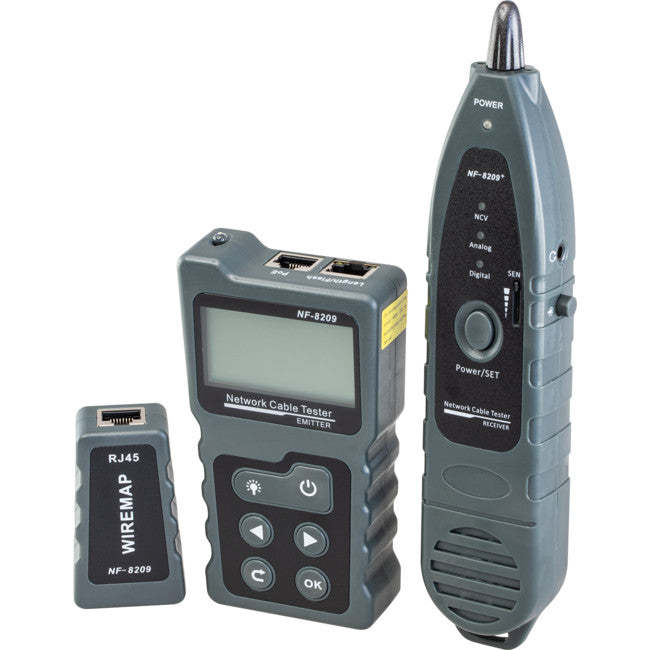 NF8209 MULTIFUNCTION CABLE TESTER POE LENGTH WIREMAP PORT FLASH DOSS NF-8209