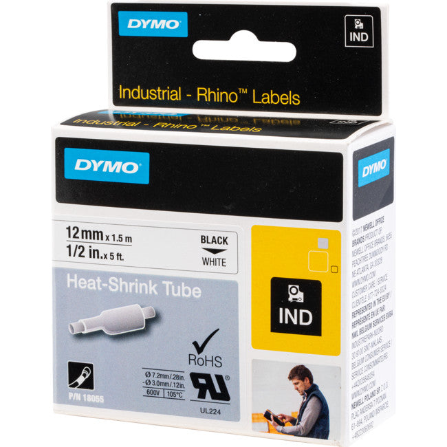 HS-WHT-1/2 - REFILL CARTRIDGE - 1/2" WHITE - HEATSHRINK (12MM) DYMO LABELER - DYMO