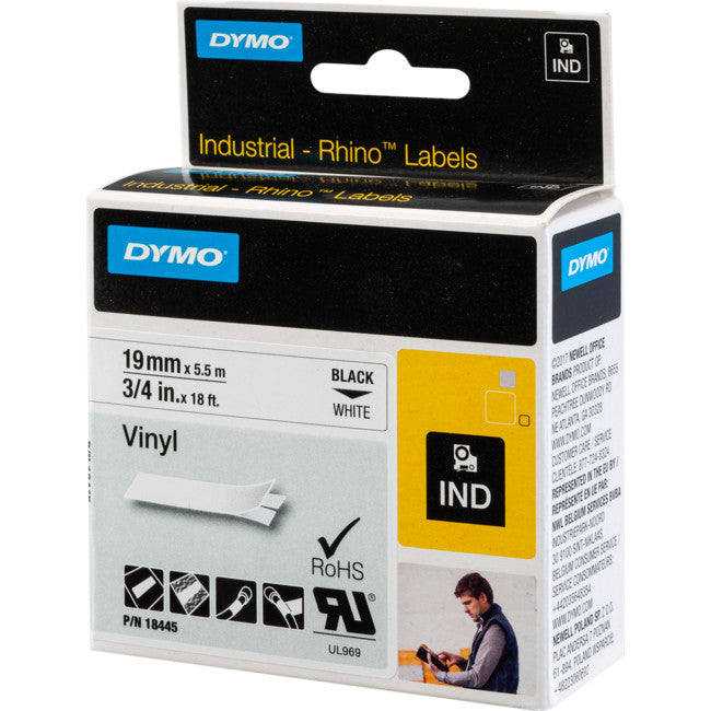 V-WHT-3/4 - REFILL CARTRIDGE - 3/4" WHITE - VINYL (19MM) DYMO LABELER - DYMO