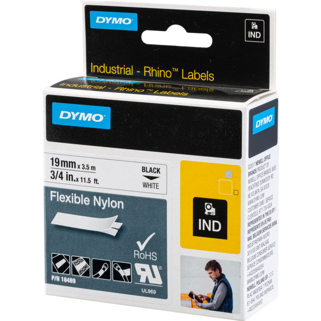 DYSD18489 - REFILL CARTRIDGE - 3/4" WHITE - FLEXIBLE NYLON TAPE (19MM)DYMO - DYMO