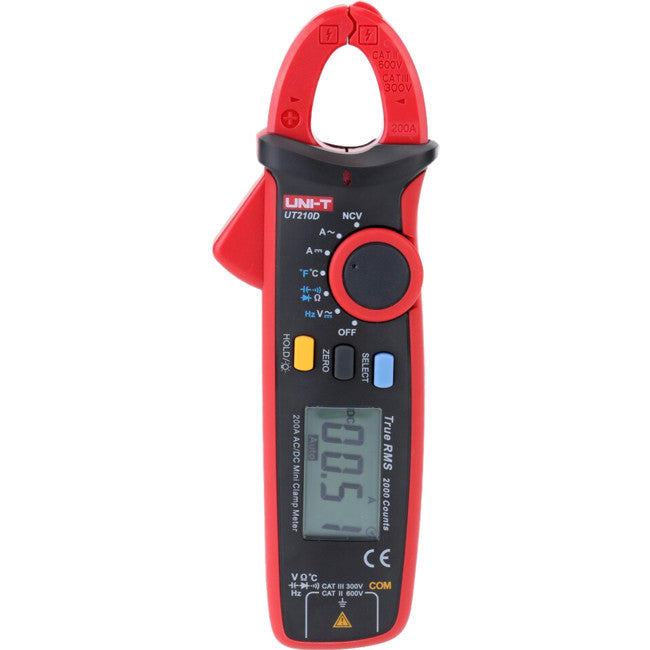 UT210D - MINI 200A TRUE RMS CLAMP METER - AC/DC TEMP  W/ CAPACITANCE - UNI-T