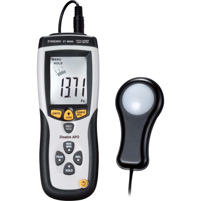 ST8809A LIGHT METER W/LCD DISPLAY USB 40K FC/ 400K LUX STANDARD STANDARD ST-8809A