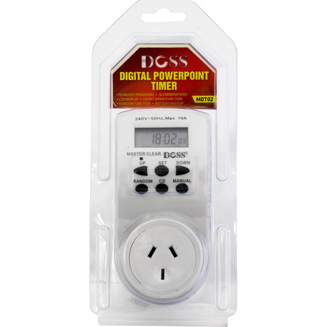MDT02 7DAY 24HRS MAINS DIGITAL TIMER ELECTRICAL TIMER-DOSS DOSS TAE-6B