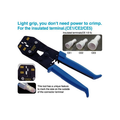 P736 FLAT CRIMPING TOOL CE1 - CE2 - CE5 TERMINALS HOZAN P-736