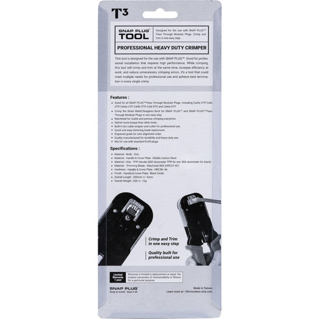 T10710 RJ45 SNAP PLUG CRIMP TOOL HEAVY DUTY ONLY RJ45 T3 T10710