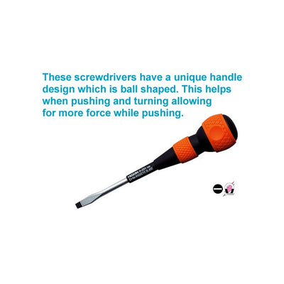 D331/100 SLOTTED SCREWDRIVER BALL SHAPED HANDLE HOZAN D-331-100