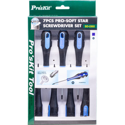 SD2302 - 7PC TORX SCREWDRIVER KIT - 7 PIECE T5 T6 T7 T8 T9 T10 T15 - PROSKIT