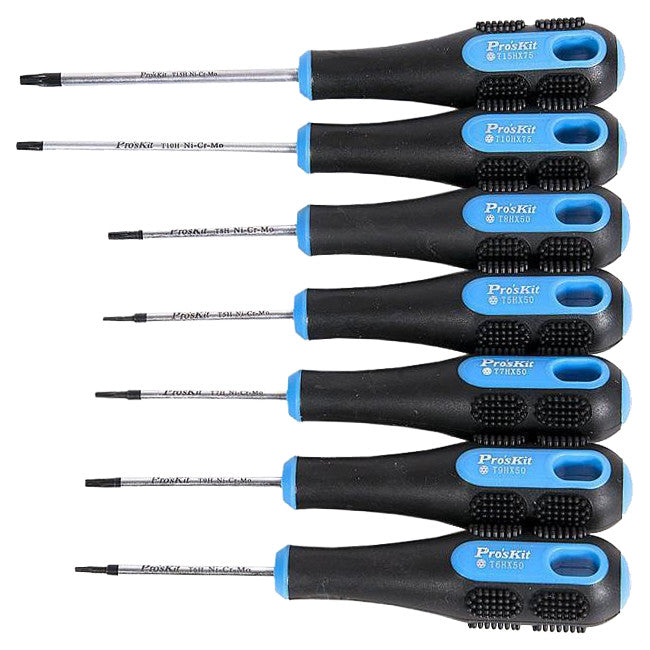 SD2302 - 7PC TORX SCREWDRIVER KIT - 7 PIECE T5 T6 T7 T8 T9 T10 T15 - PROSKIT
