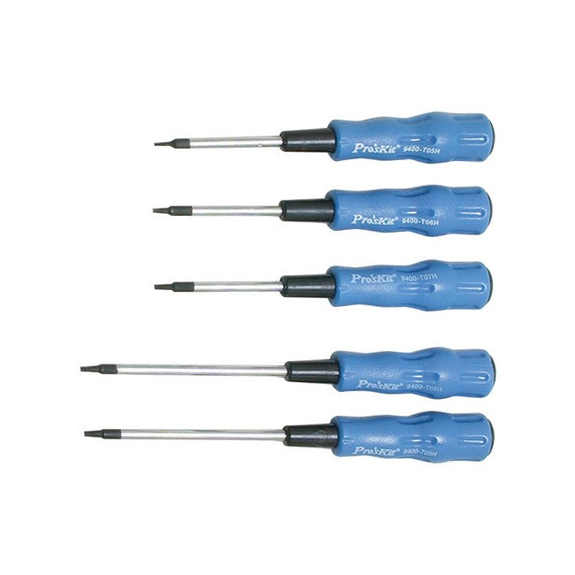 SW2125H 5-PIECE STAR SCREWDRIVER SET TAMPER PROOF HOLE T5 6 7 8 9 PROSKIT