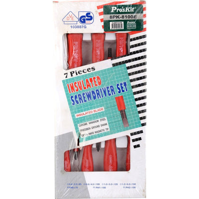 8PK8100E - 7 PIECE INSULATED SCREW DRIVER - 7PC 808-315A REPLACEMENT - PROSKIT