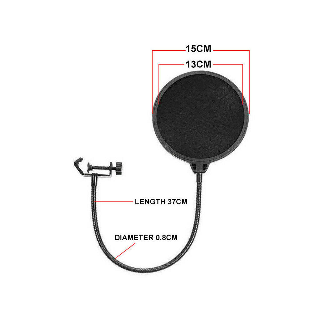 Microphone Pop Filter Mic Wind Screen Mask Shield for Recording Studio Double Layer