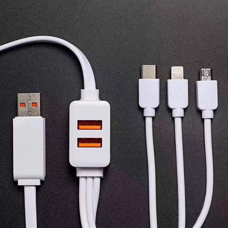 5 in 1 Multi Charging Cable for iPhone Type C Micro 2x USB ports 1.2m length