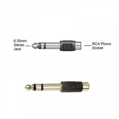 ¼ Stereo 6.5mm TRS Jack to RCA Female Socket Adapter Headphone Audio Connecter