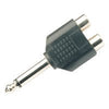 ¼” Jack 6.5mm TS Mono to 2 RCA Female Mono Adapter Splitter