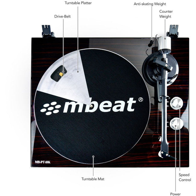 PT18K MBEAT BLUETOOTH TURNTABLE DARK WOOD MBEAT