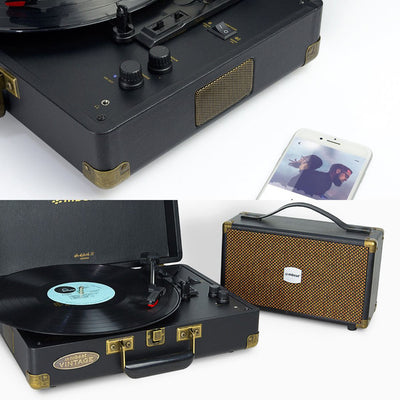 TR96BLK VINTAGE TURNTABLE WITH BT BLACK WOODSTOCK II MBEAT MB-TR96BLK