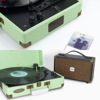 TR96TGN VINTAGE TURNTABLE WITH BT GREEN WOODSTOCK II MBEAT MB-TR96TGN
