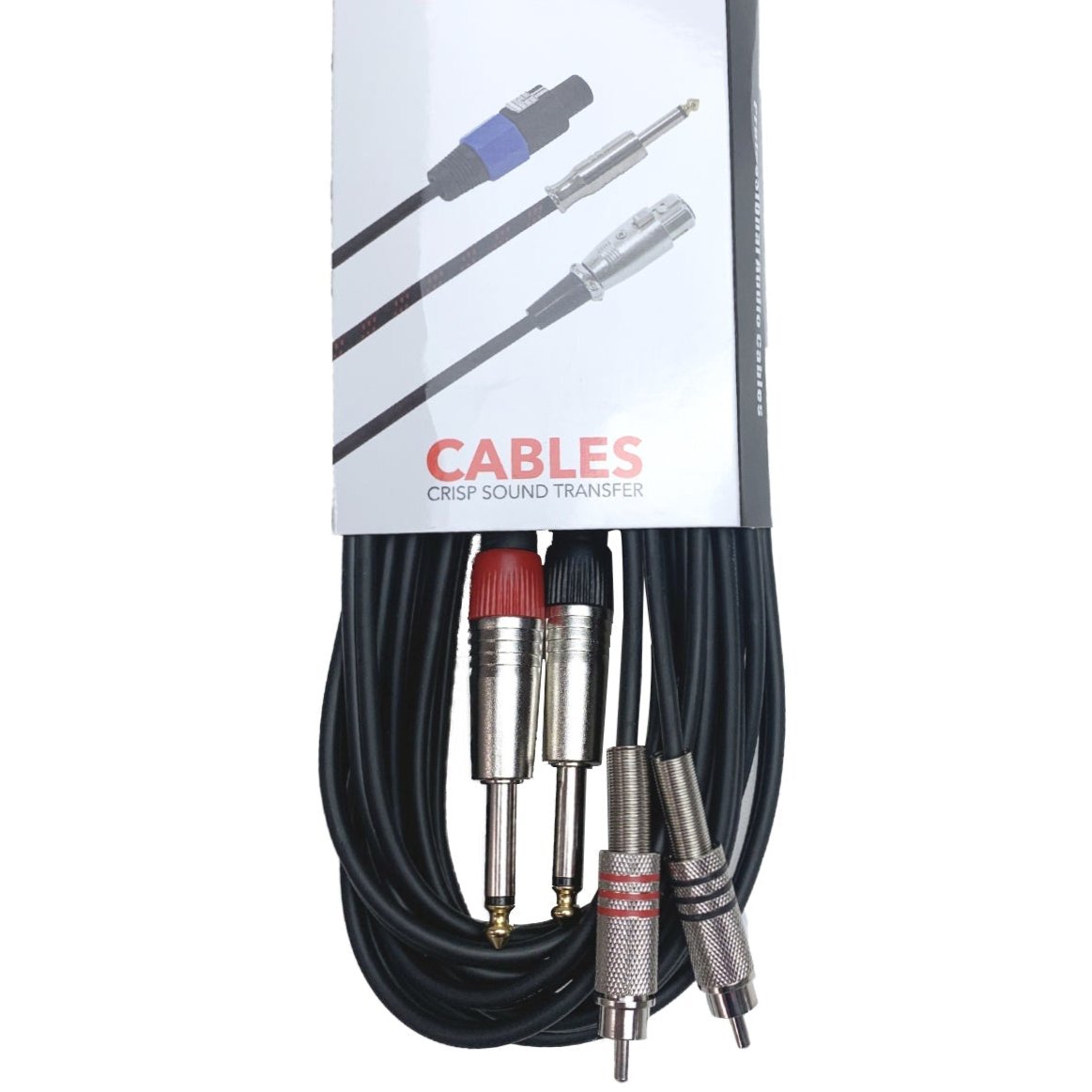 Dual 1/4 inch 6.35mm Mono Jack to Dual RCA Stereo Audio Interconnect Cable Patch Cable Cords 3 Meter