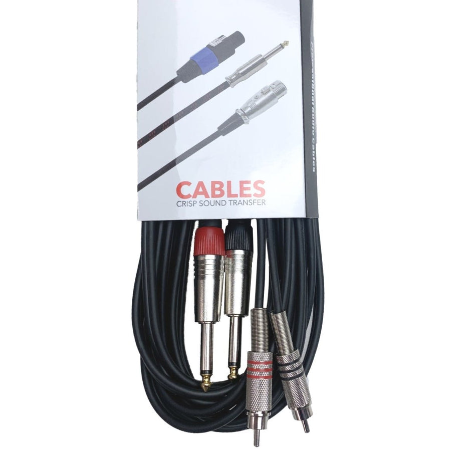 Dual 1/4 inch 6.35mm Mono Jack to Dual RCA Stereo Audio Interconnect Cable Patch Cable Cords 3 Meter