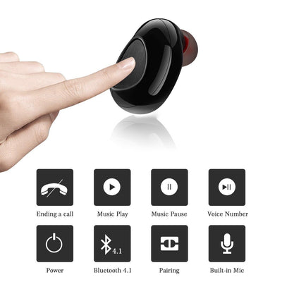 Bluetooth Earbuds True Wireless TWS IPX7 Water Resistant Earphones Mini In-Ear Stereo Headset Call & Music