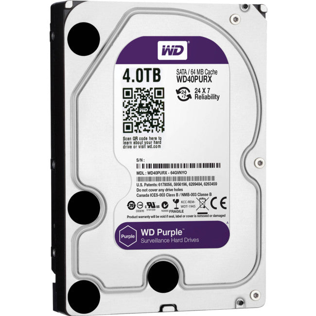 WD44PURZ - 3.5" 4TB SATA3  PURPLE HARD DRIVE 64MB - INTELLIPOWER WD PURPLE - WESTERN DIGITAL