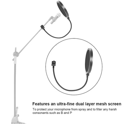 Microphone Pop Filter Mic Wind Screen Mask Shield for Recording Studio Double Layer
