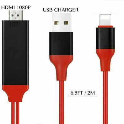 Lightning to HDMI CABLE Screen AV TV 1080p USB Charger iPhone 7 8 X XS MAX iPad