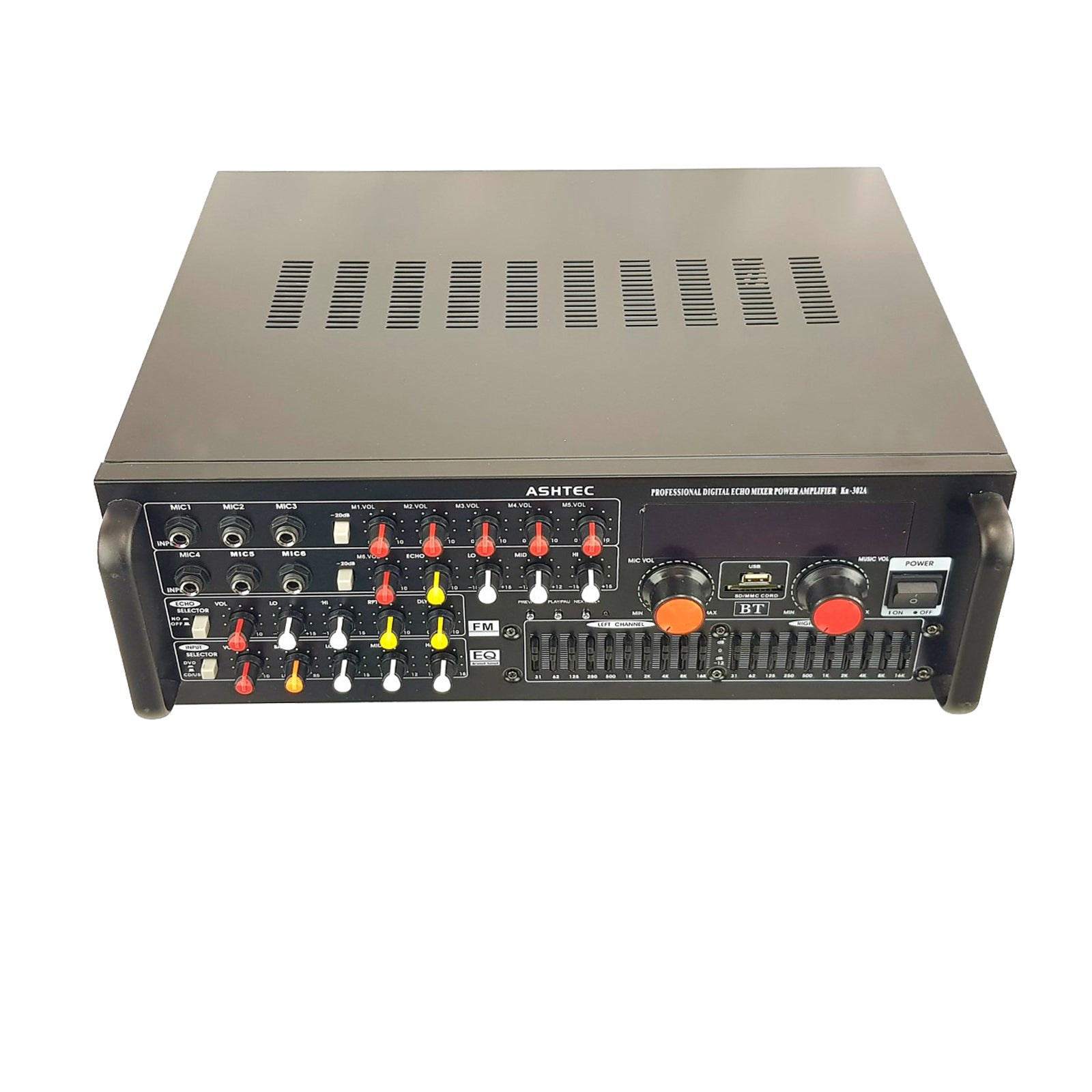 ASHTEC 1200w Bluetooth Mixer Amplifier + Pair of Speakers + Pair of Cordless Microphone + 10m Free Speaker Cable