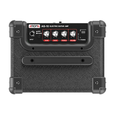 Portable Mini 10W Electric Guitar Amplifier Battery or AC Mains Powered Amp Aroma AG-10