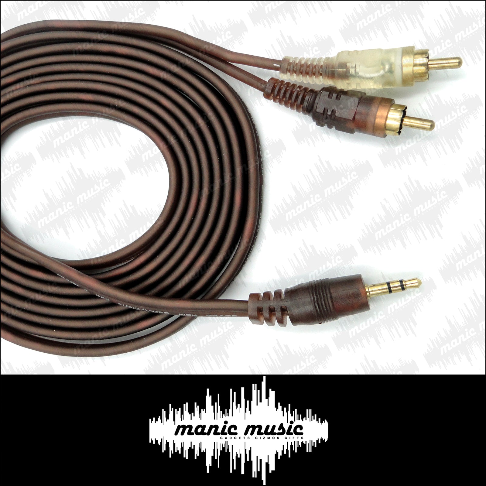 Mini 3.5mm AV 1 into 2 Audio Stereo Aux Cord 2 RCA to 3.5mm Male 3.5 Jack  RCA Aux Cable For Speaker Wire For Car/PC/TV