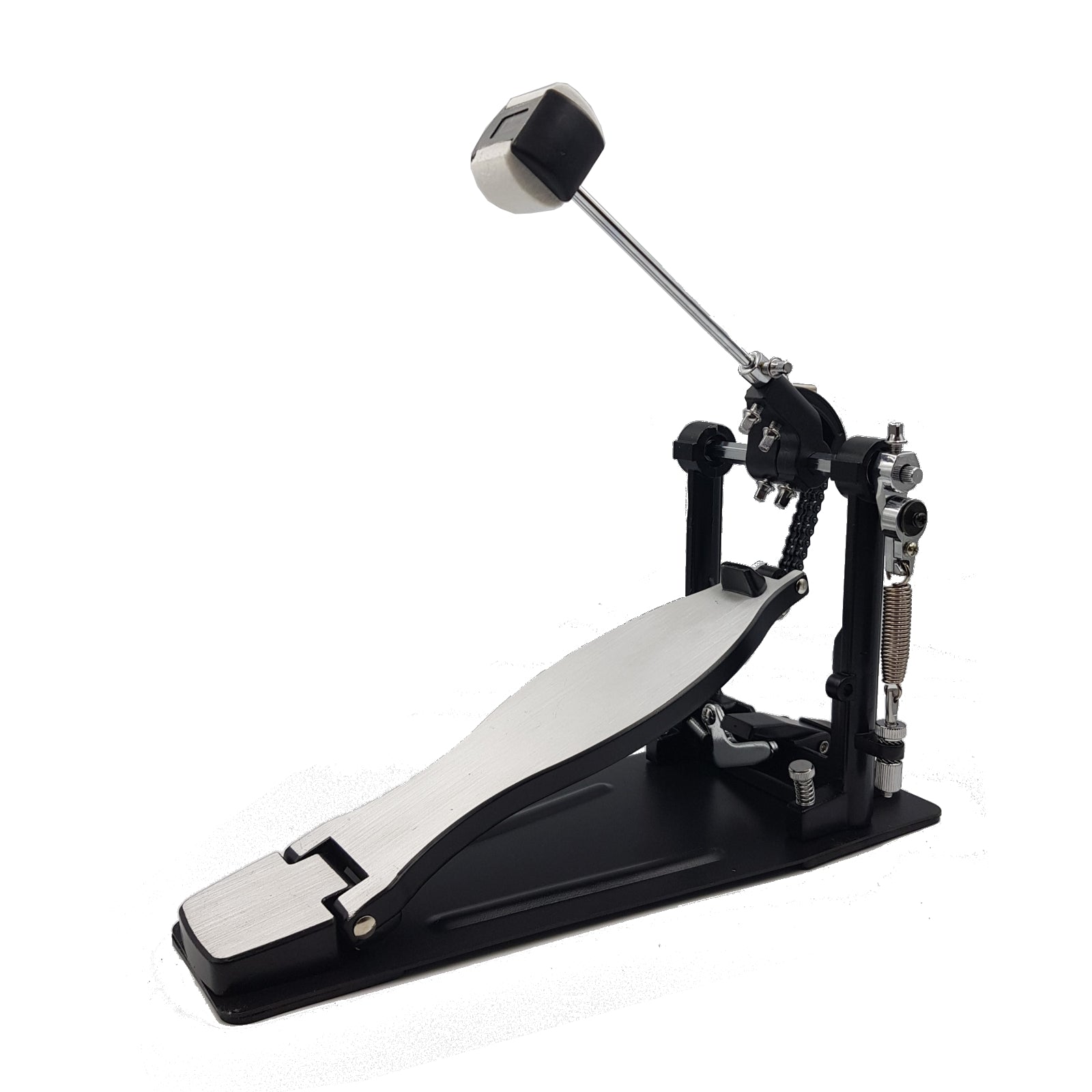 Single kick pedal clearance with two beaters