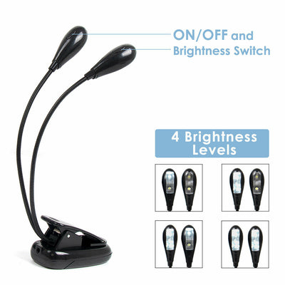 Sheet Music Stand Light Clip On LED Lamp No Flicker, Fully Adjustable Brightness for Musicians DJ's