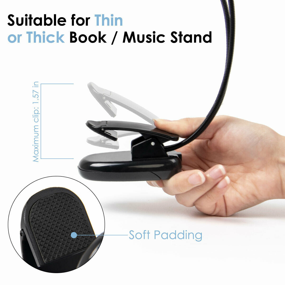 Sheet Music Stand Light Clip On LED Lamp No Flicker, Fully Adjustable Brightness for Musicians DJ's