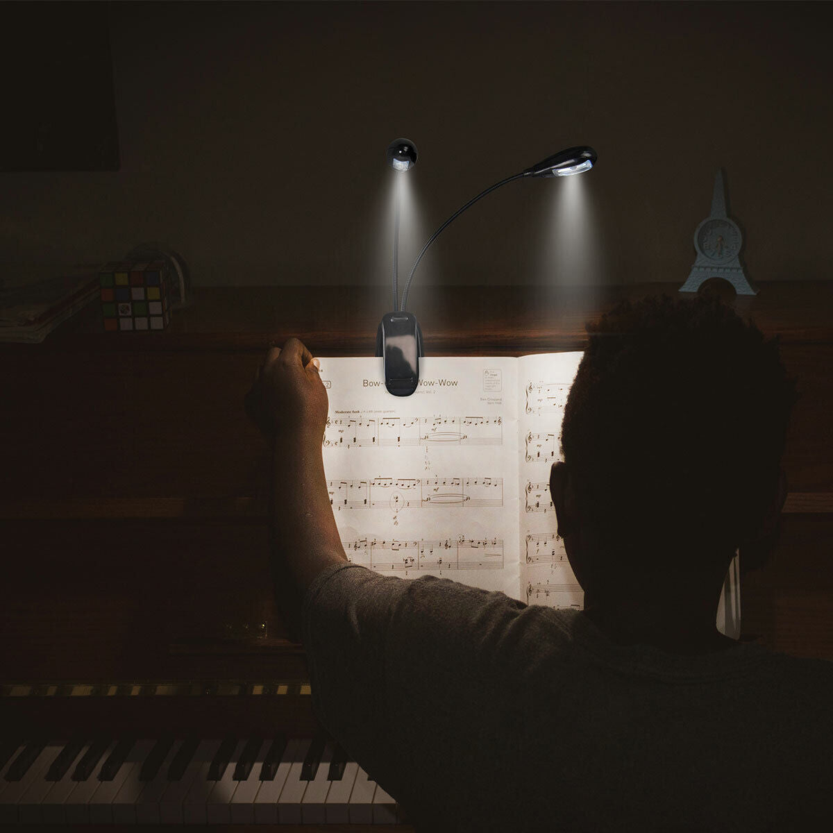Sheet Music Stand Light Clip On LED Lamp No Flicker, Fully Adjustable Brightness for Musicians DJ's