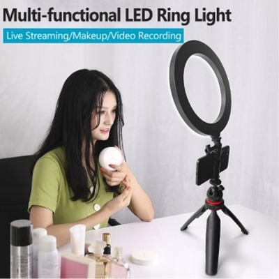 8" LED Ring Light Mini Tripod Stand Kit with Universal Phone Holder & Remote Shutter