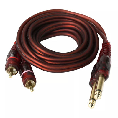 Dual 2x 1/4"  Male Mono Jack 6.35mm to 2x RCA Male Jack Cable